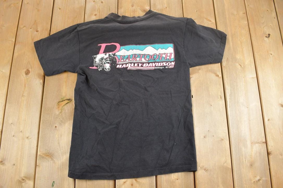 Vintage 1990s Beartooth Harley Davidson Aztec Motorcycle Souvenir T-Shirt