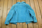 Vintage 1990s Danier Blue Suede Leather Jacket