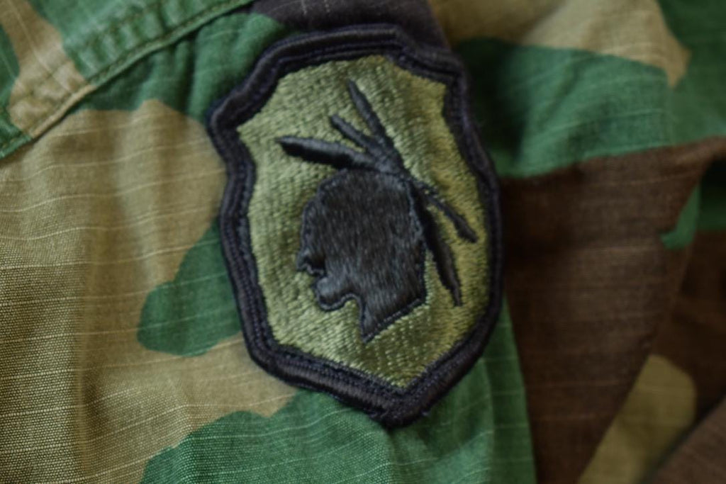 Vintage 1970s Military Woodland Camo Field Jacket
