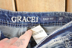 Vintage Deadstock Y2K Grace In LA Bedazzled Low Rise Jeans Women's Size 27 x 32