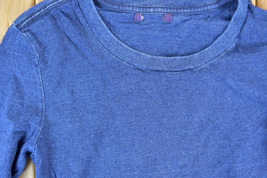 Women Vintage Vigoss Y2K Blank Blue T-Shirt / Vigoss Grunge Skull Print / Contrast Stitch / Internet Famous Clothing / Over Dyed