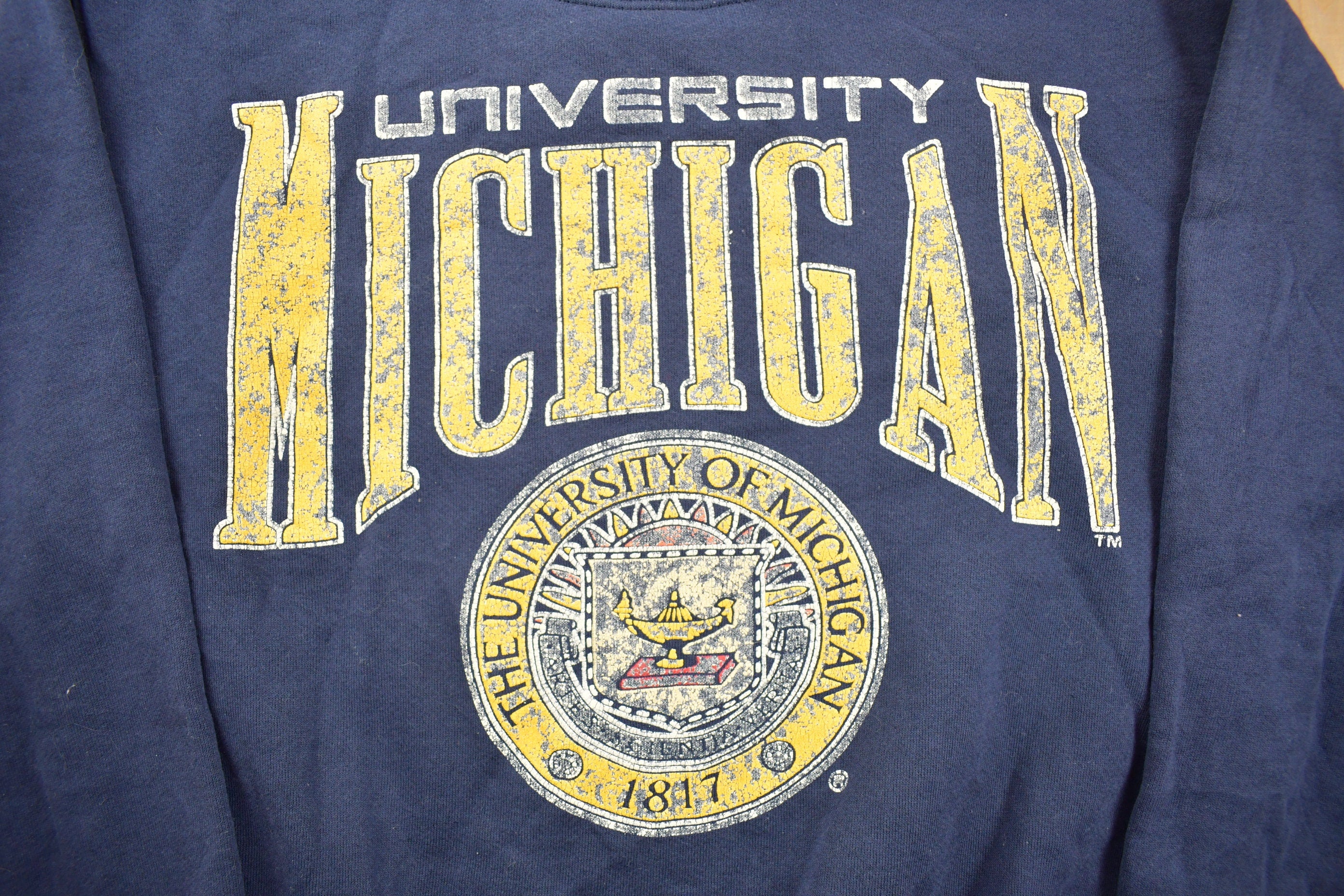 Vintage 1990s University Of Michigan Collegiate Crewneck  Embroidered  NCAA Sweatshirt  Sportswear  Americana  Galt Sand Sweatshirt