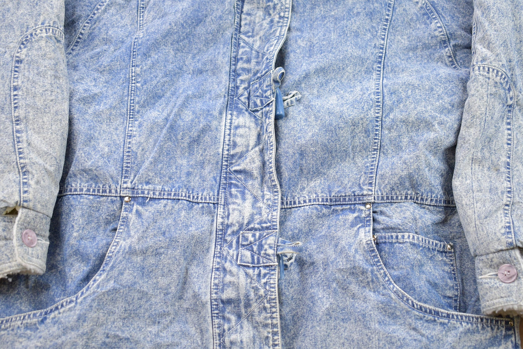 Vintage 1990s Blue Creek Acid Wash Denim Full Length Jean Jacket