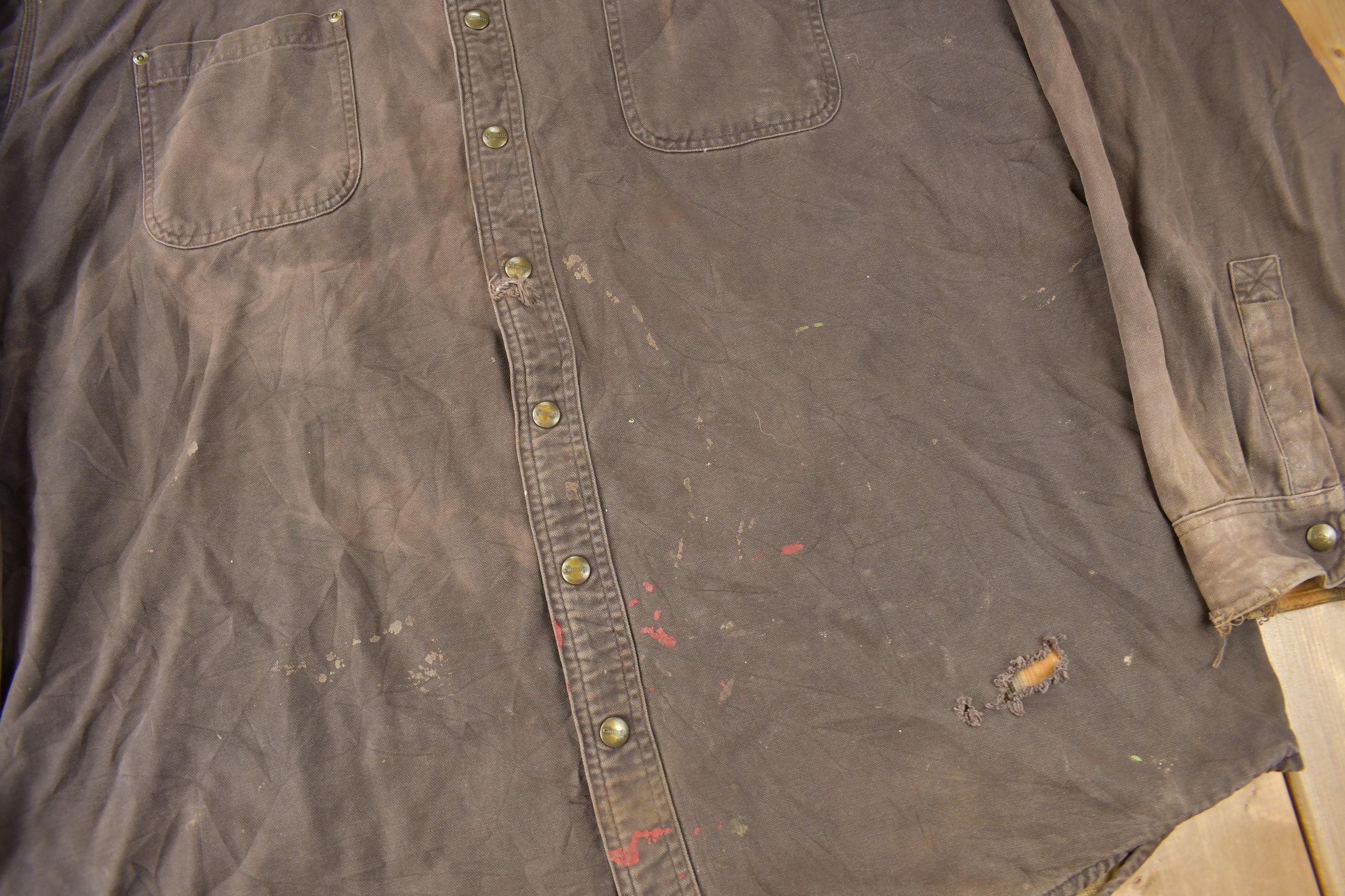 Vintage Y2K Plaid Lined Thrashed Carhartt Button Up Shirt