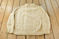 Vintage 1980s Prince of Burren Handknit Ireland Fisherman Ribbed Wool Knit Sweater Men's Medium