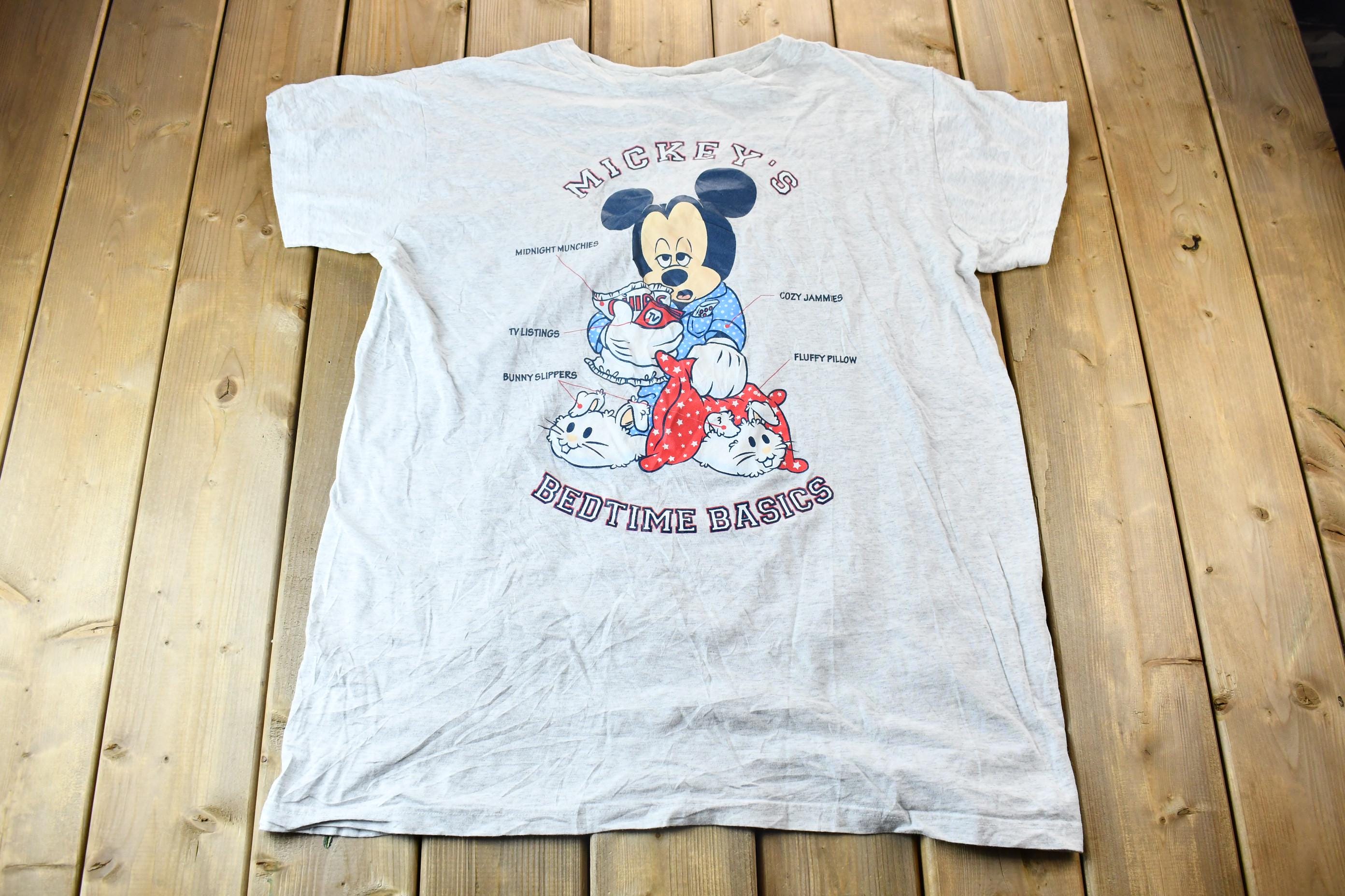Vintage 1990s Mickey's Bedtime Basics Oversized Pajamas Mickey Mouse Graphic T-Shirt