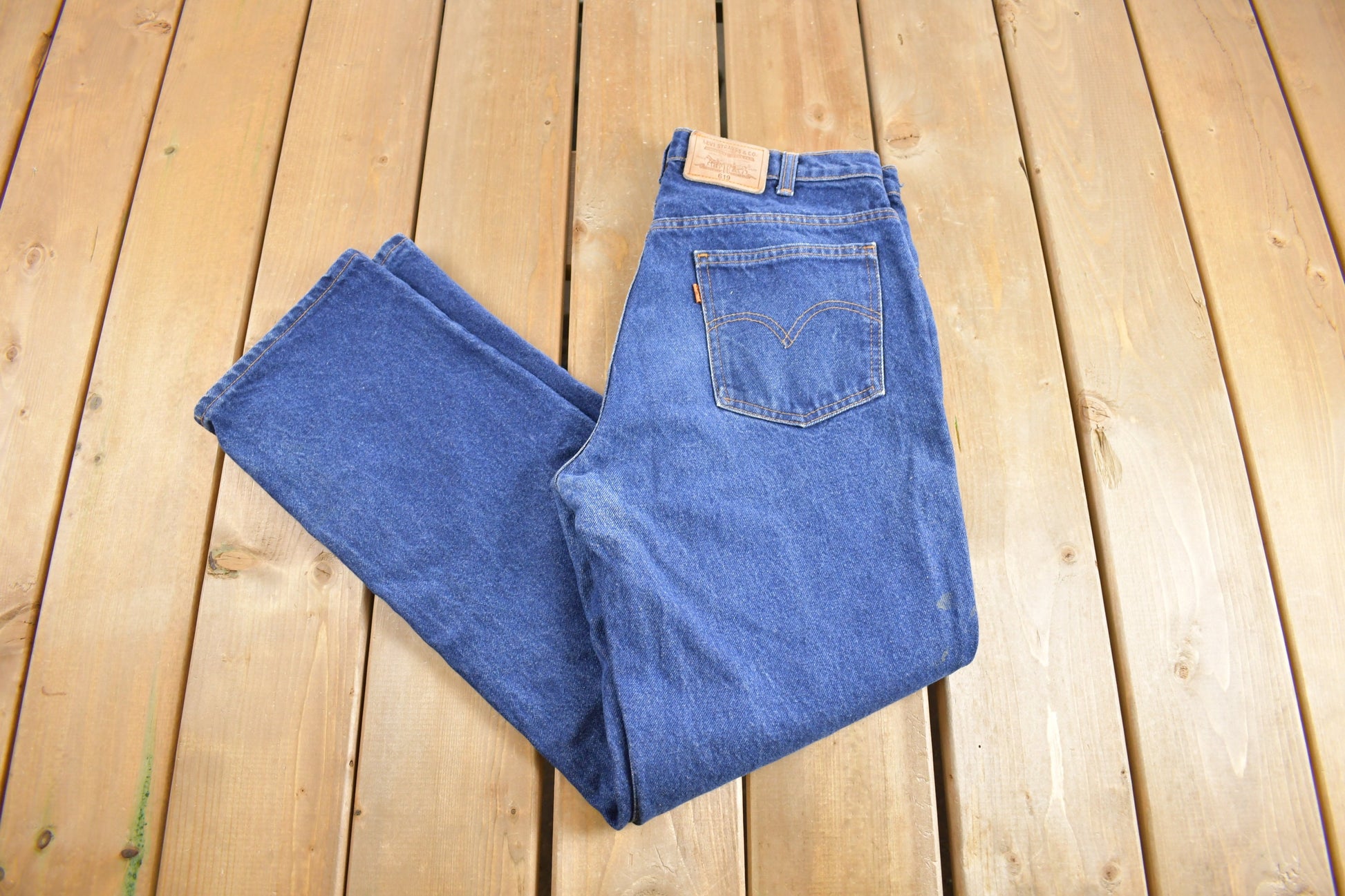 Vintage 1970S Levi's 619 Orange Tab Jeans Size 34 x 32