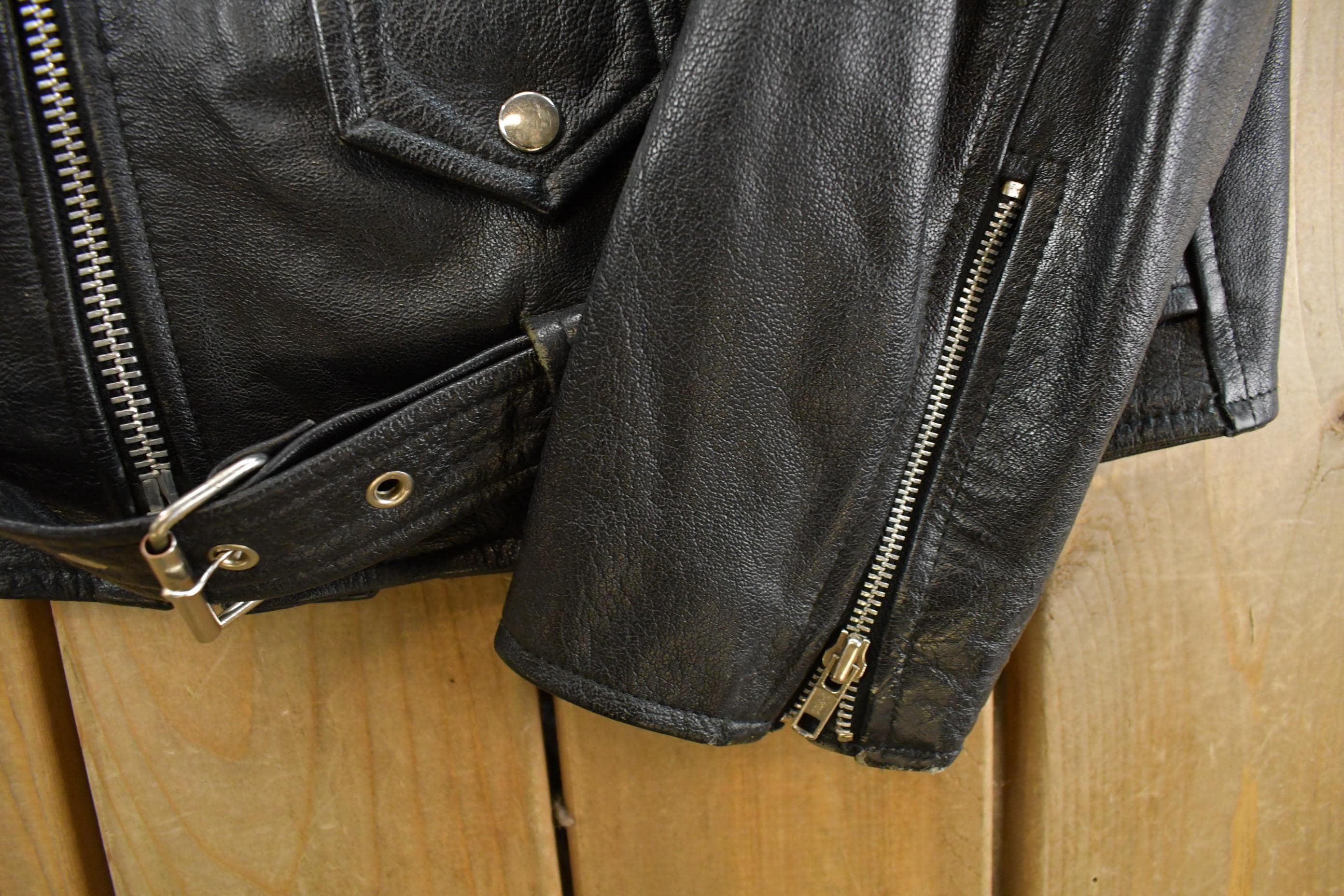 Vintage 1990s Biker Leather Jacket Men's Medium