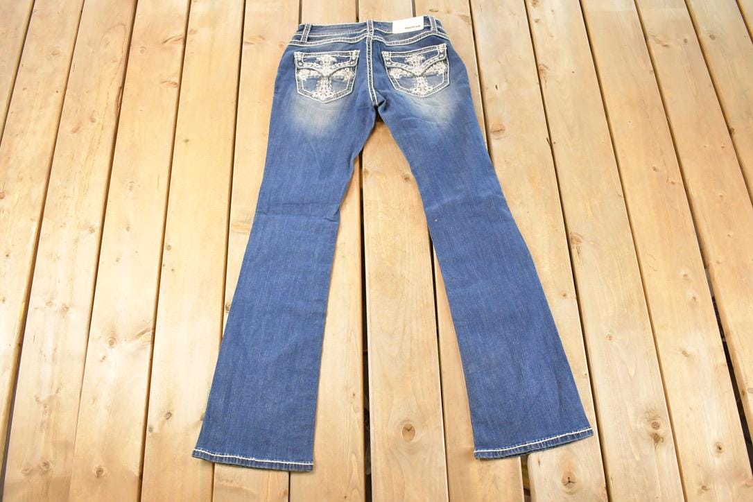 Vintage Deadstock Y2K Grace In LA Bedazzled Low Rise Jeans Women's Size 27 x 32