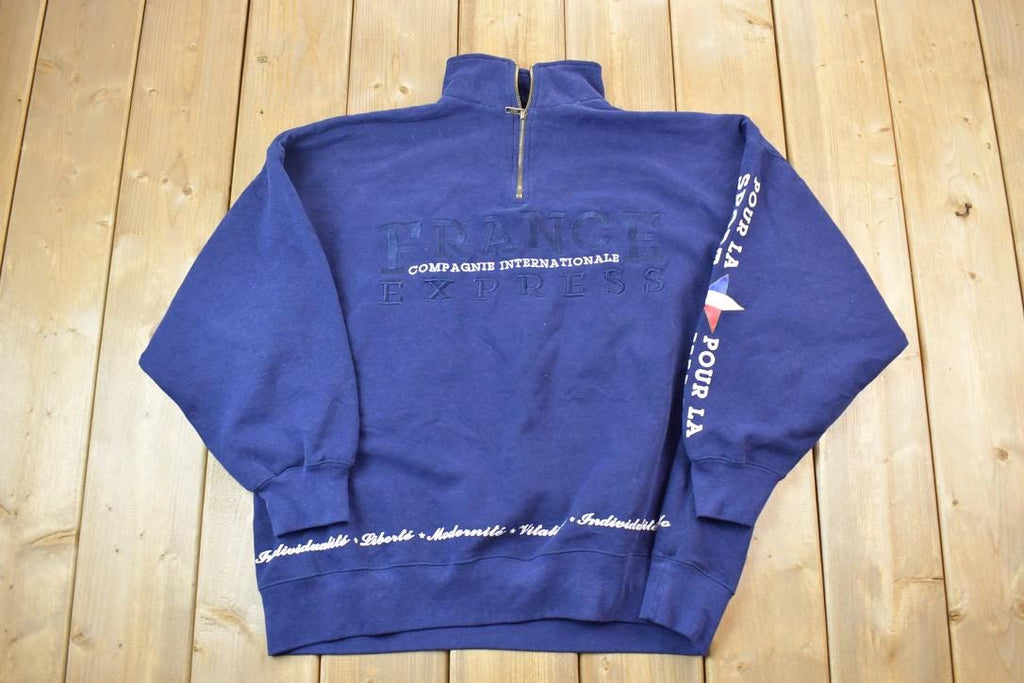 Vintage 1990s Express France Sport Quarter Zip Mock Neck Sweatshirt