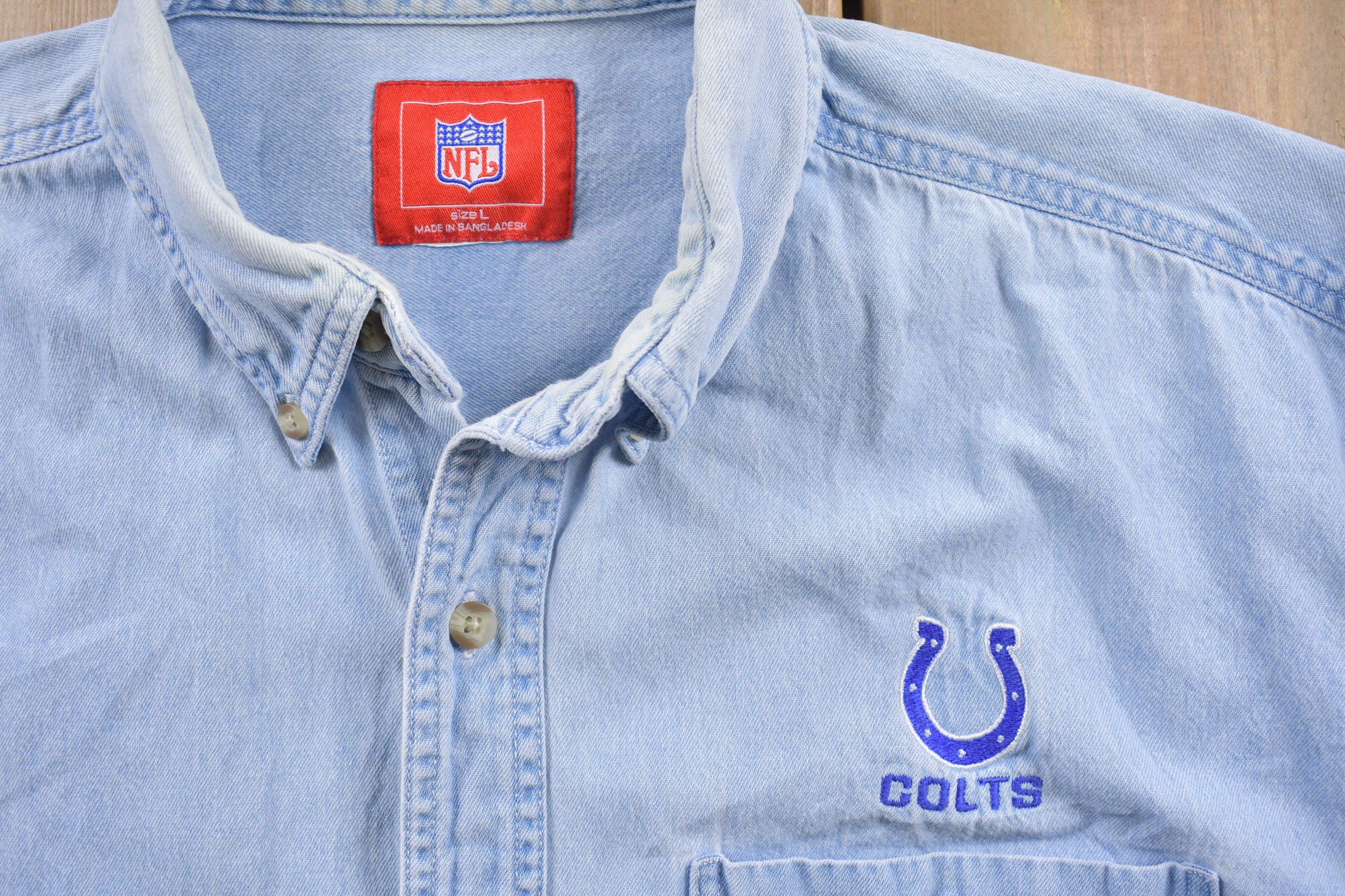 Vintage 1990s NFL Indianapolis Colts Denim Button Up Shirt