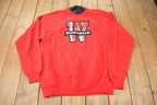 Vintage 1990s Wisconsin Embroidered Double Collar Crewneck Sweatshirt Made In USA