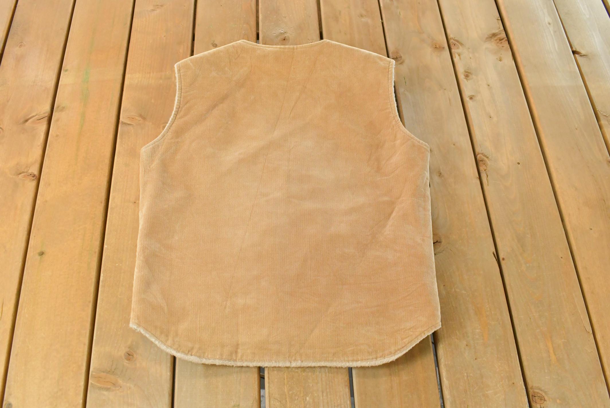 Vintage 1980s Sherpa Lined Corduroy Vest Men's Medium
