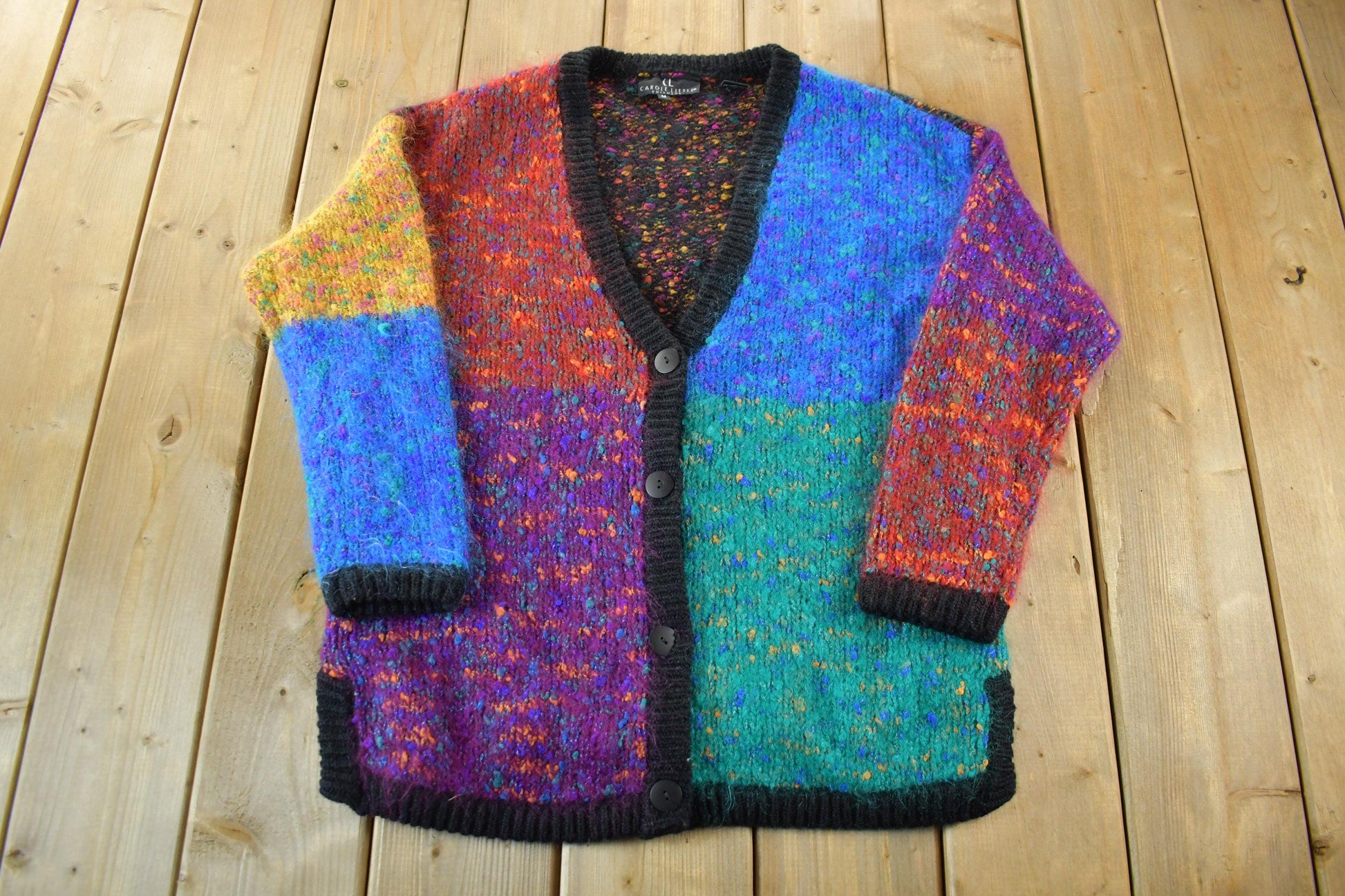 Vintage 1990s Carole Little Mohair Knit Cardigan Sweater