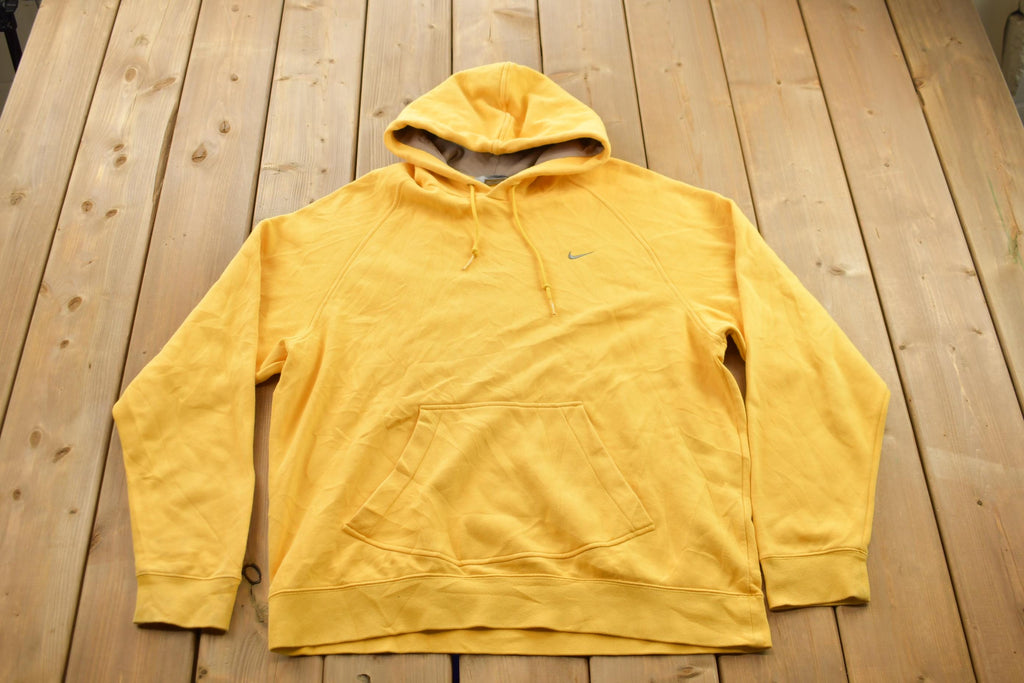 Vintage 1990s Yellow Nike Mini Grey Tag Swoosh Hoodie