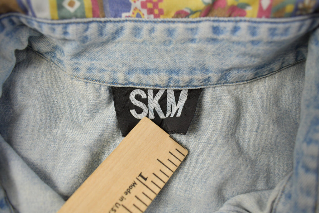 Vintage 1990s SKM Abstract Denim Button Up Shirt