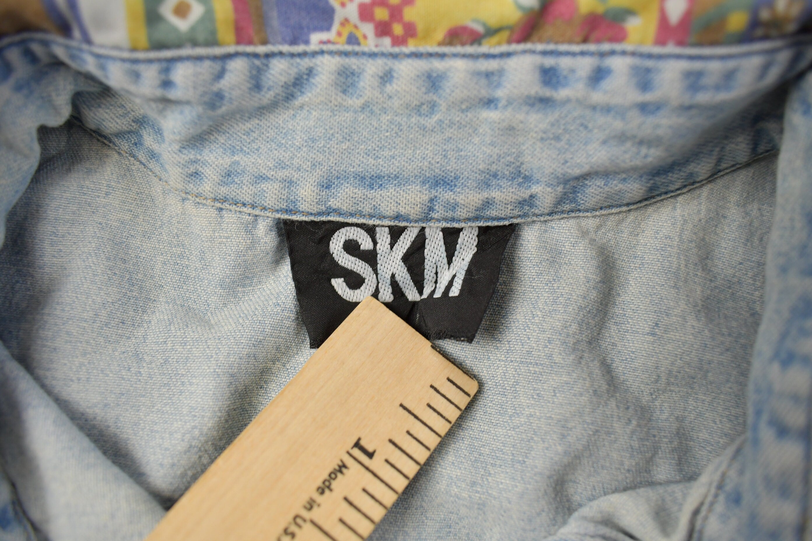 Vintage 1990s SKM Abstract Denim Button Up Shirt