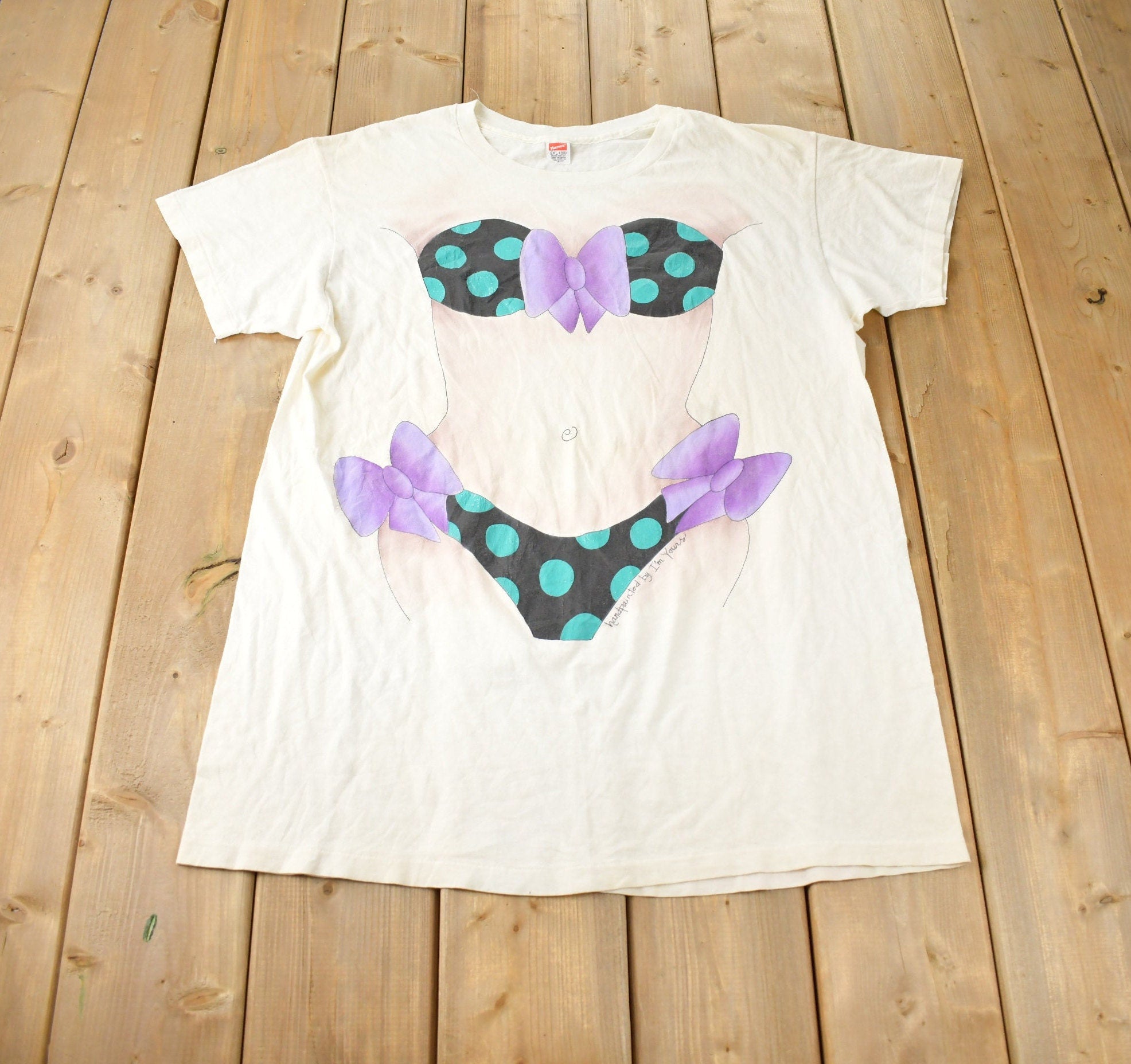 Vintage 1990s Bikini Body Graphic Single Stitch Graphic T Shirt Made In USA