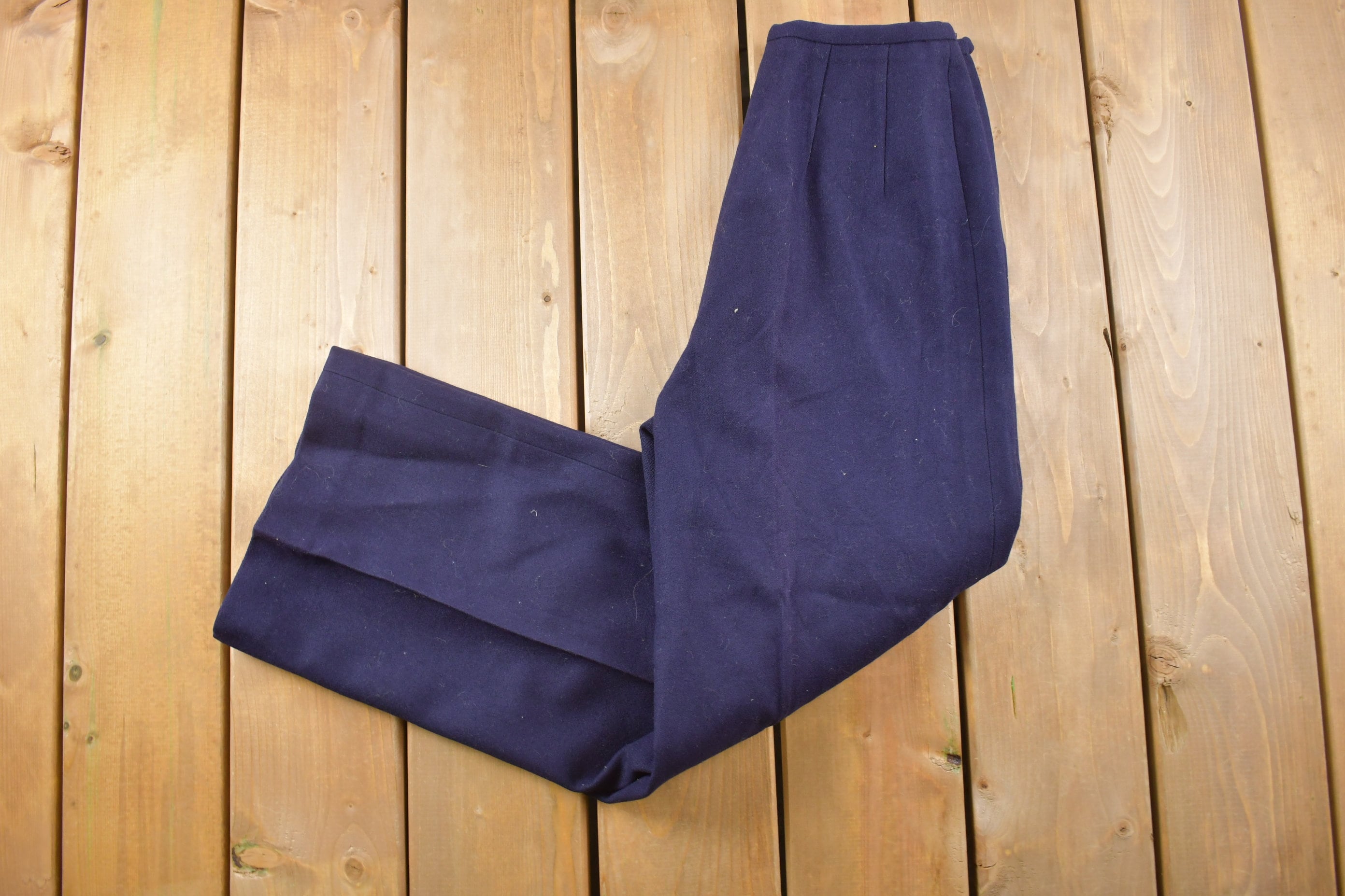 Vintage 1980s Wool Navy Blue Trousers Size 24 x 27