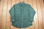 Vintage 1990s M Fine & Sons Blank Green Button Up Shirt