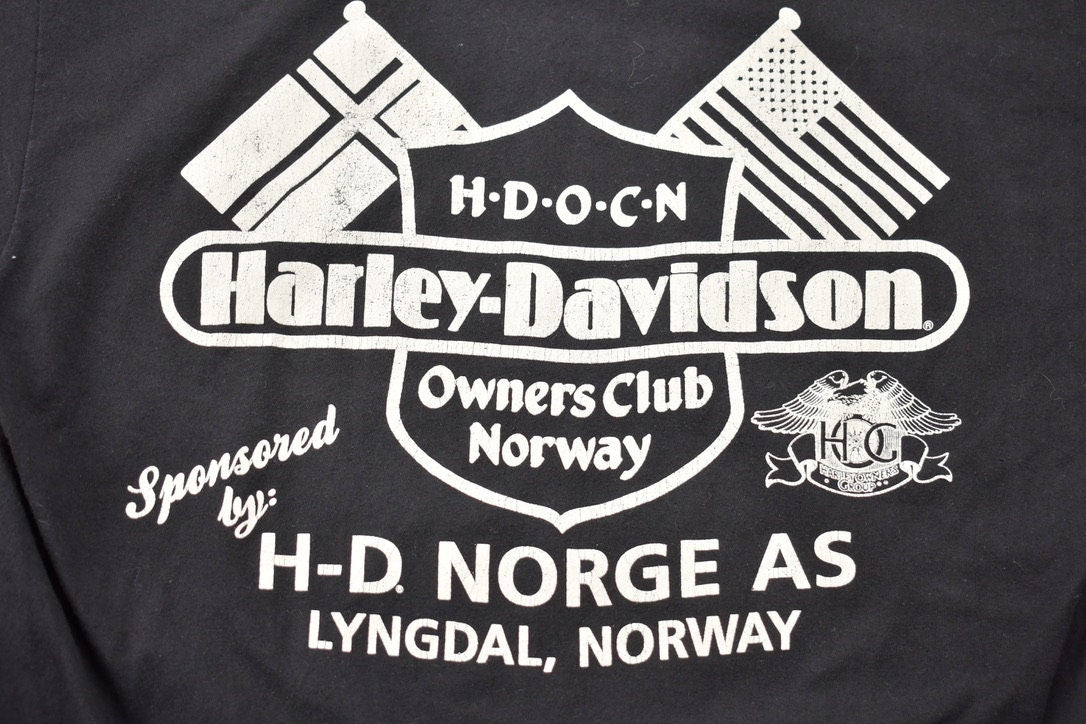 Vintage 1991 Harley Davidson Hunderfossen Norway Super Rally T-Shirt Single Stitch