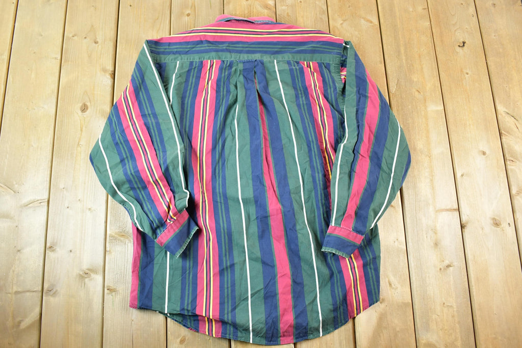Vintage 1990s Nautica Striped Button Up Shirt Men's M
