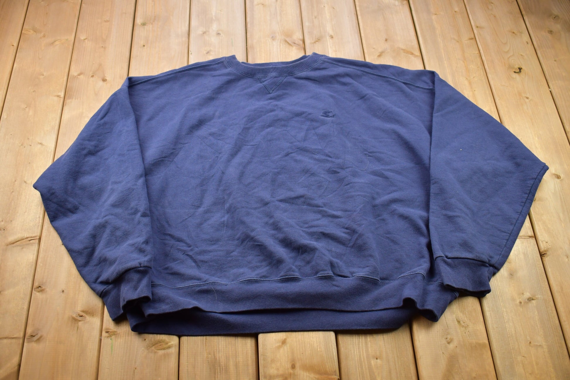Vintage 1990s Blank Navy Blue Starter Crewneck Sweatshirt