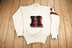 Vintage 1971 100% Wool Collegiate Varsity Style Knit Sweater Athletic True Vintage