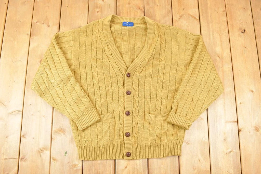 Vintage 1990s Towncraft Cable Knit Cardigan Sweater Men's L