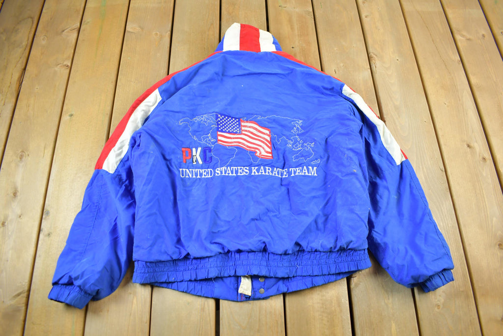 Vintage 1990s United States Karate Team Jacket  Embroidered  Made In USA  King Louie