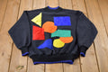 Vintage 1990s Sports Accent Geometric Patchwork Mockneck Sweatshirt