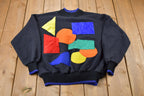 Vintage 1990s Sports Accent Geometric Patchwork Mockneck Sweatshirt