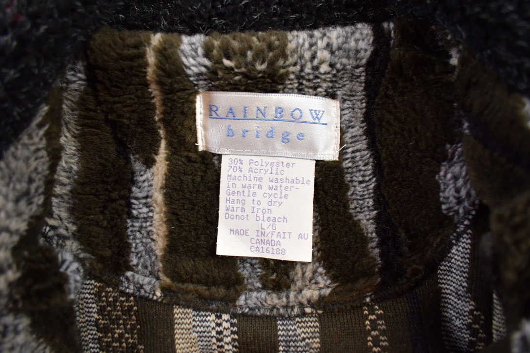 Vintage 1990s Rainbow Bridge Fleece Zip Up Sweater