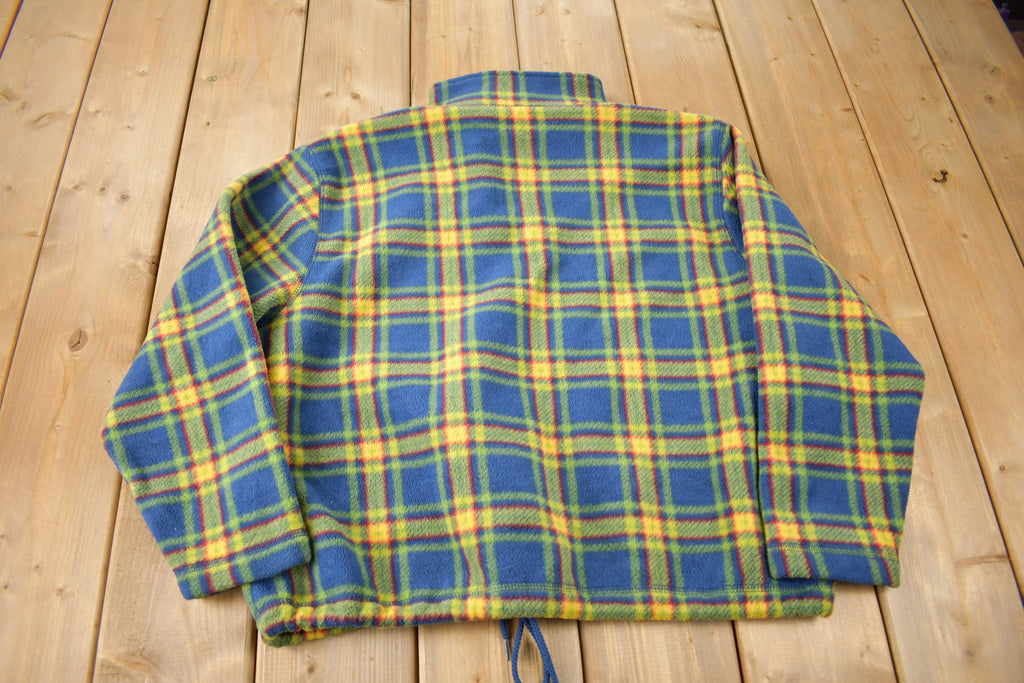 Vintage 1990s Liz Claiborne Plaid Fleece Sweater