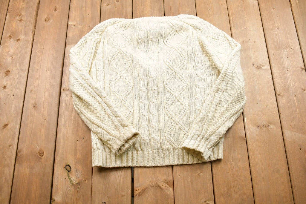 Vintage 1980s Cable Knit Button Up Cardigan Sweater