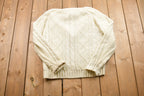 Vintage 1980s Cable Knit Button Up Cardigan Sweater