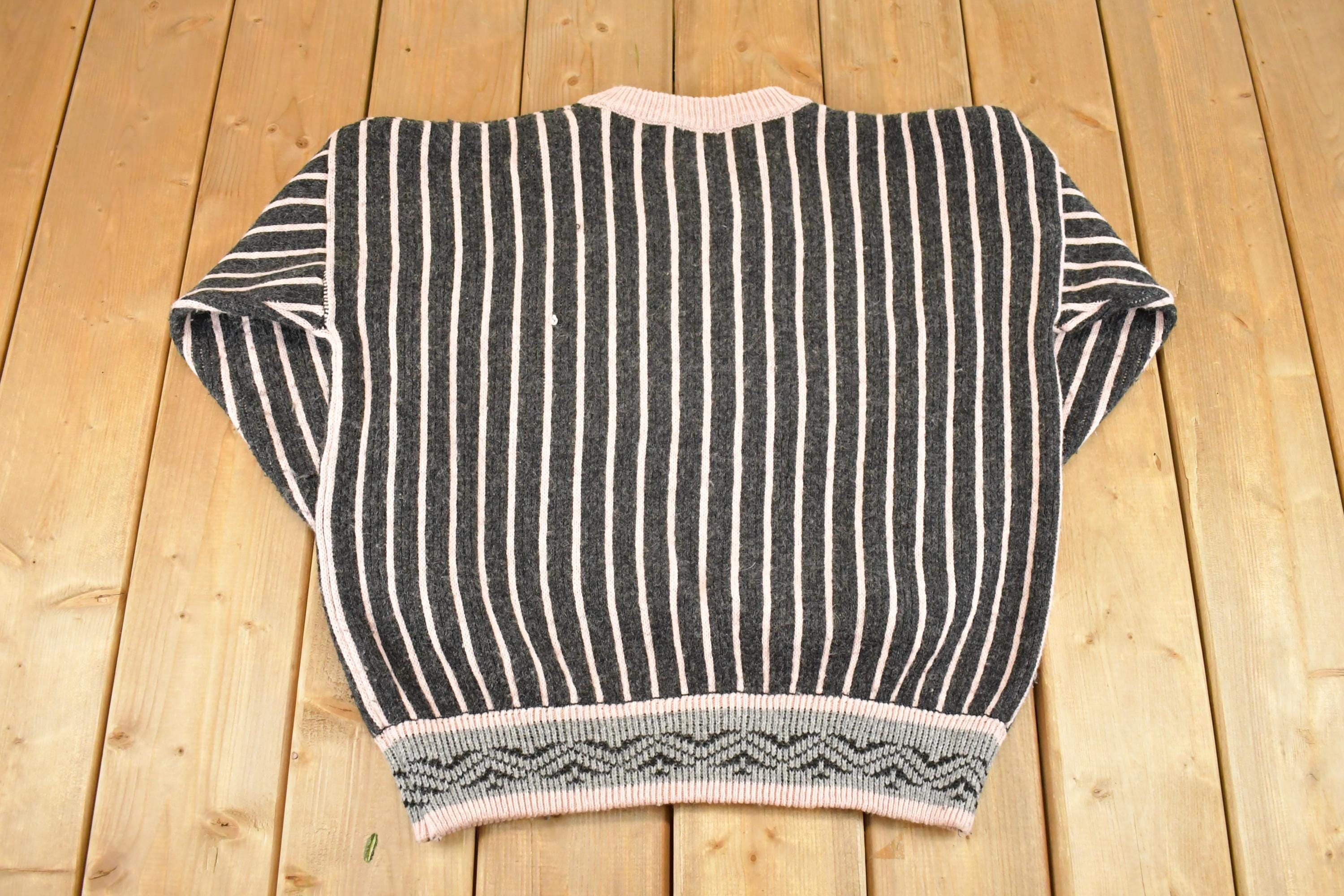 Vintage 1990s Altitude Striped Knit Crewneck Sweater Womens L /