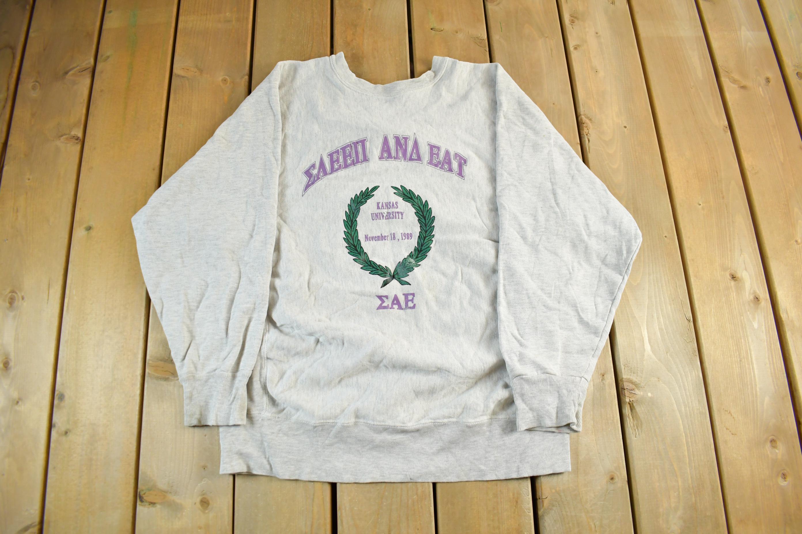 Vintage 1990s Kansas University Alpha Epsilon Crewneck Men's XL