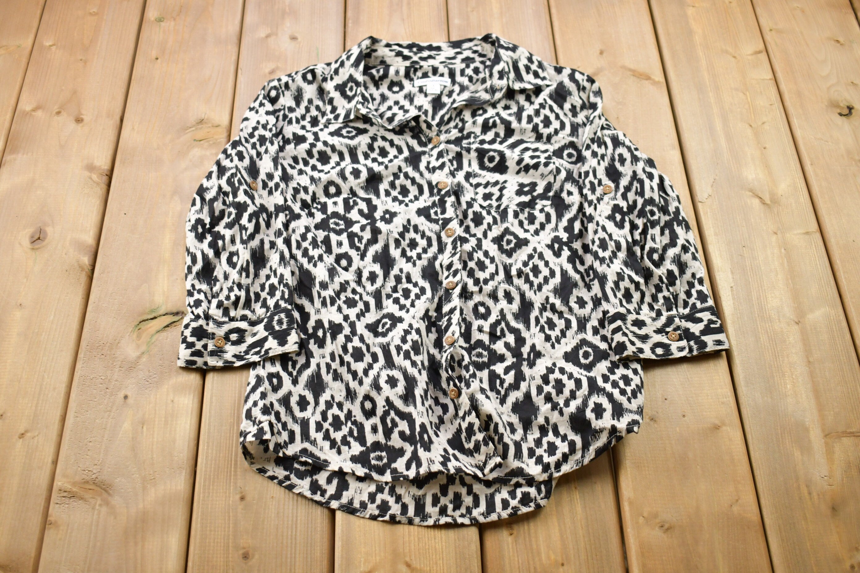Vintage 1990s Croft & Barrow Aztec All Over Print T-Shirt