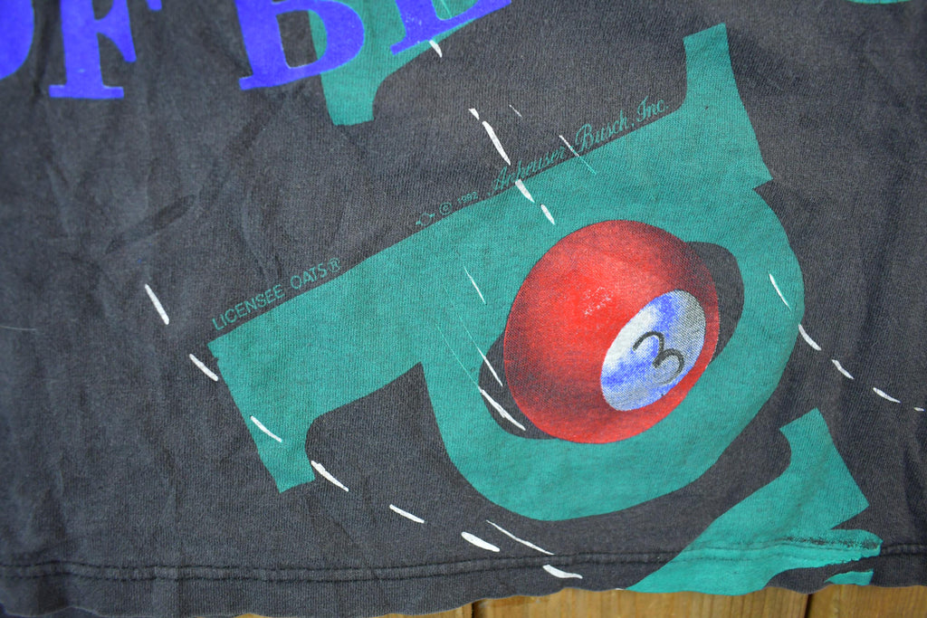 Vintage 1992 Budweiser Billiards Pool All Over Print Graphic T-Shirt Men's Large