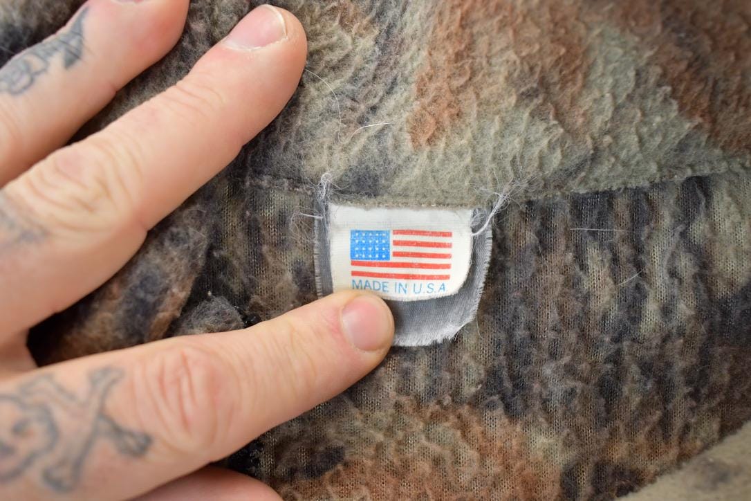 Vintage 1990s Fleece Camo Full Zip Sweater