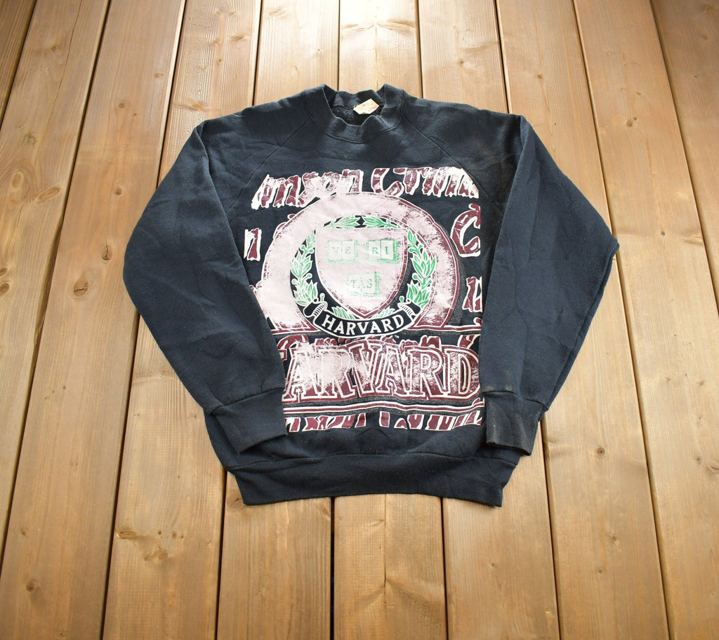 Vintage 1980s Harvard University Distressed Crewneck Made In USA
