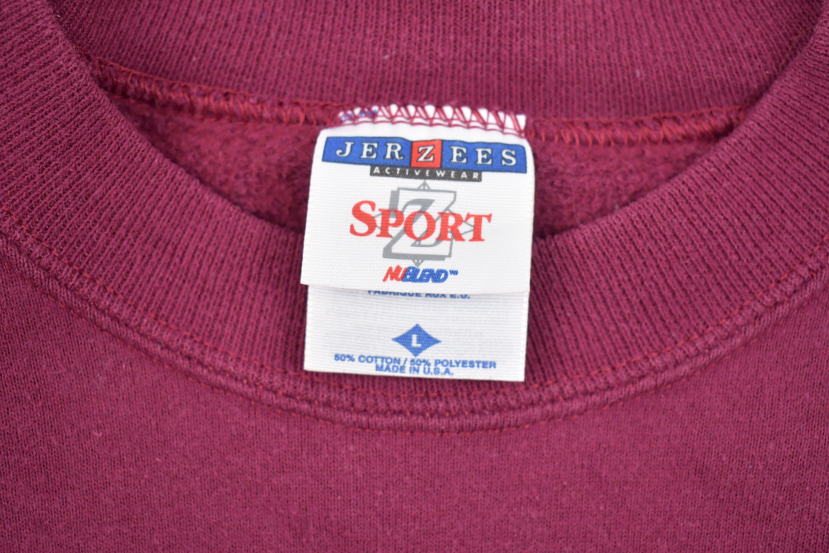 Vintage 1990s Jerzees Blank Burgundy Crewneck Sweatshirt
