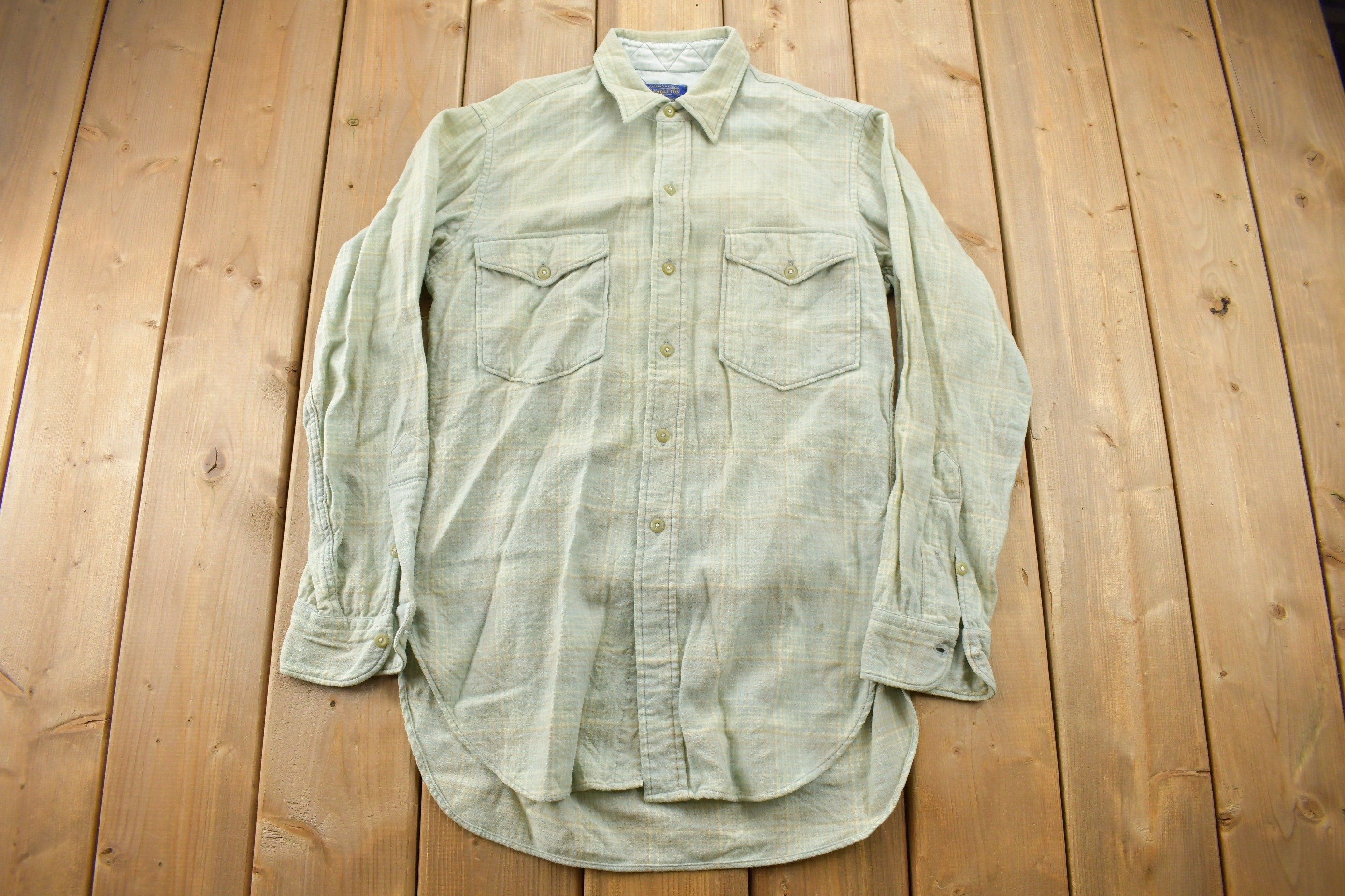 Vintage 1970s Pendleton Plaid Button Up Board Shirt