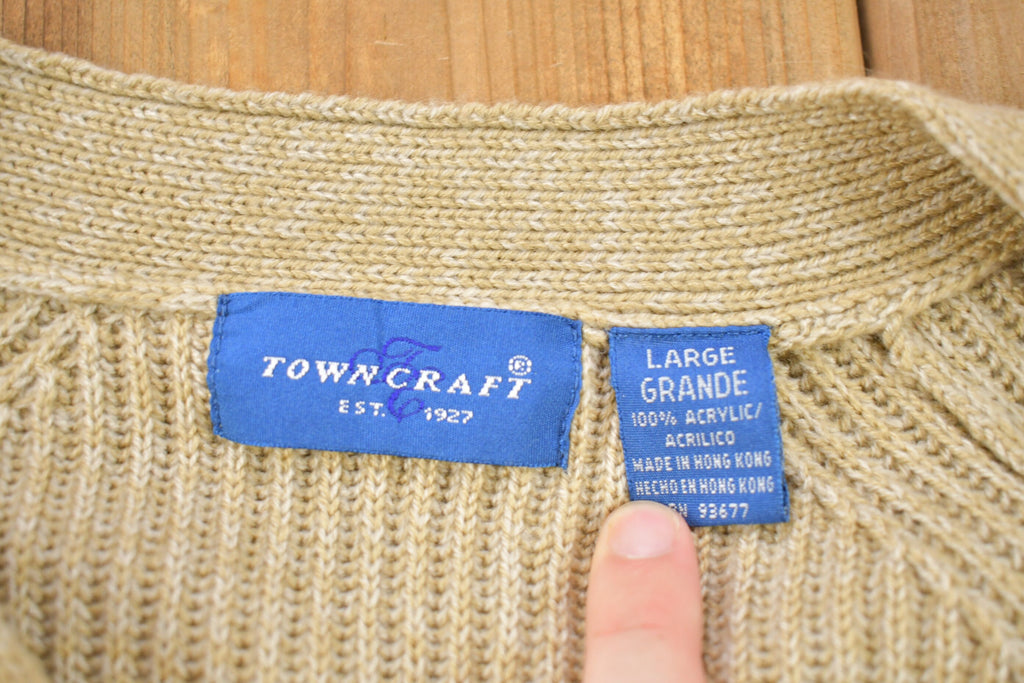 Vintage 1990s Beige Knitted Cardigan Sweater
