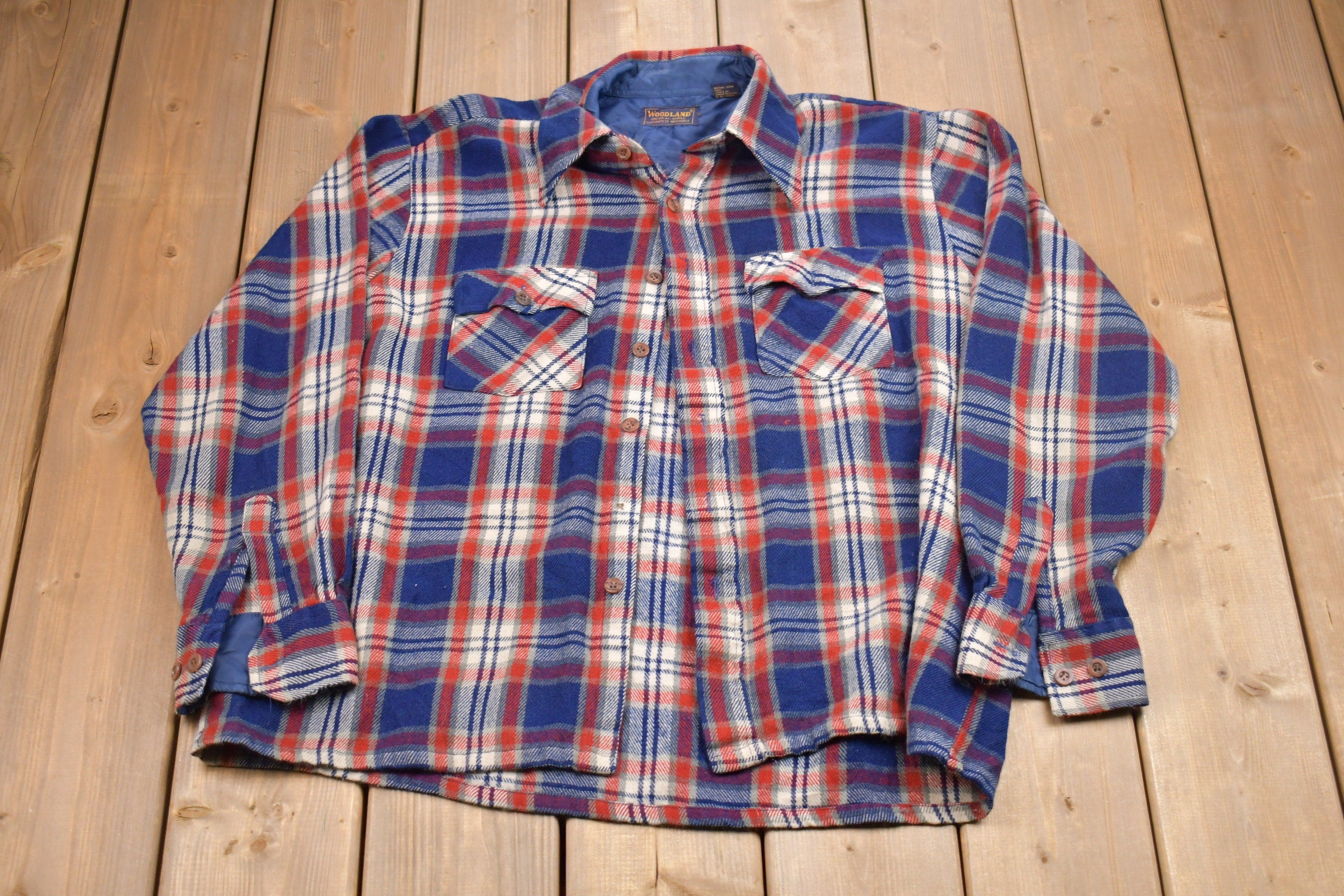 Vintage 1990s Woodland Plaid Button Up Shirt