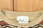 Vintage 1990s Rican Collection Abstract Striped Knit Crewneck Sweater Womens L