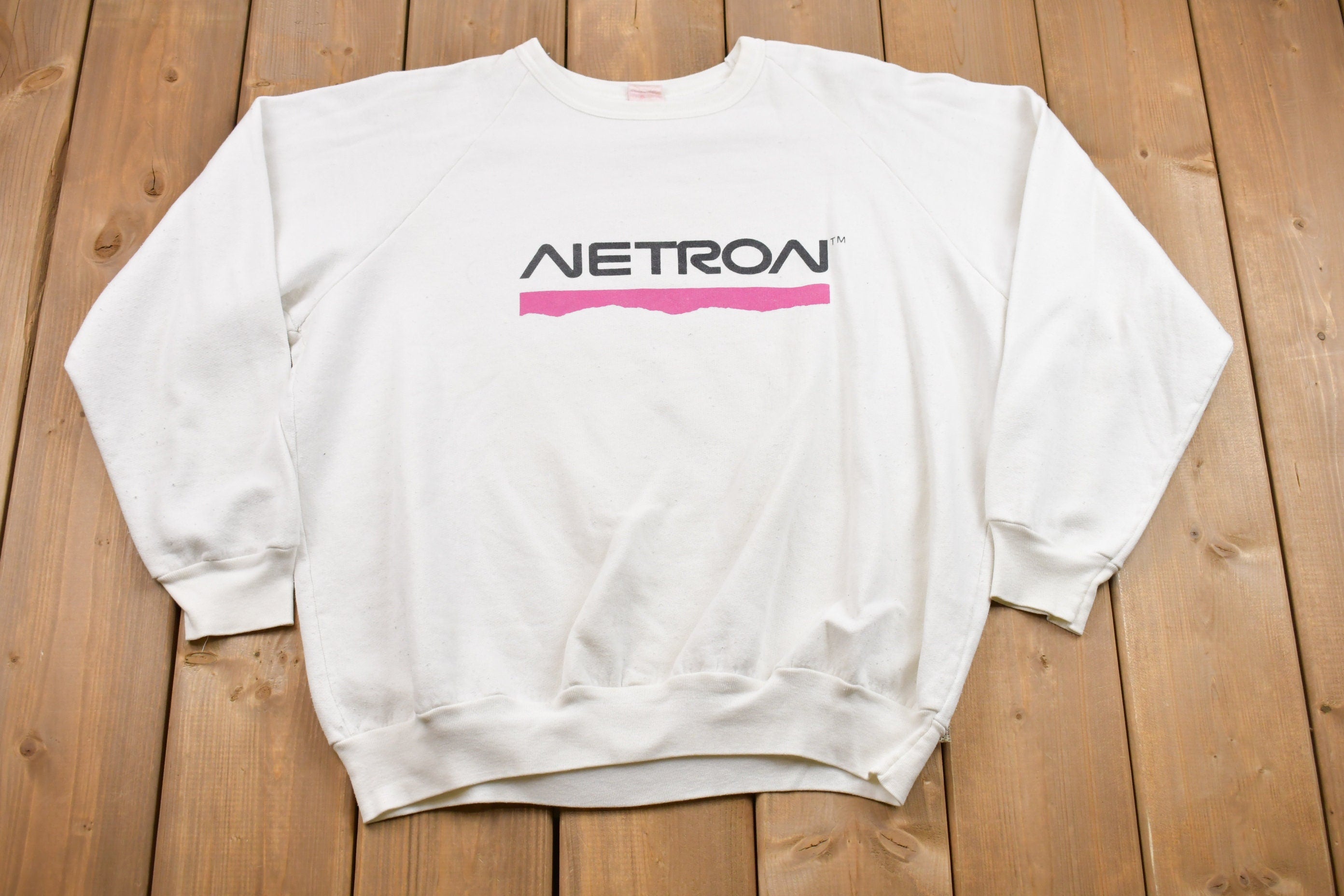 Vintage 1990s Netron Spell Out Logo Graphic Crewneck Sweater