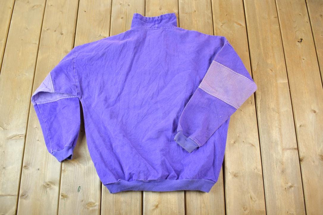 Vintage 1990s Vancouver Canada Granville Island Heavy Cotton Quarter Zip Souvenir Crewneck Sweatshirt