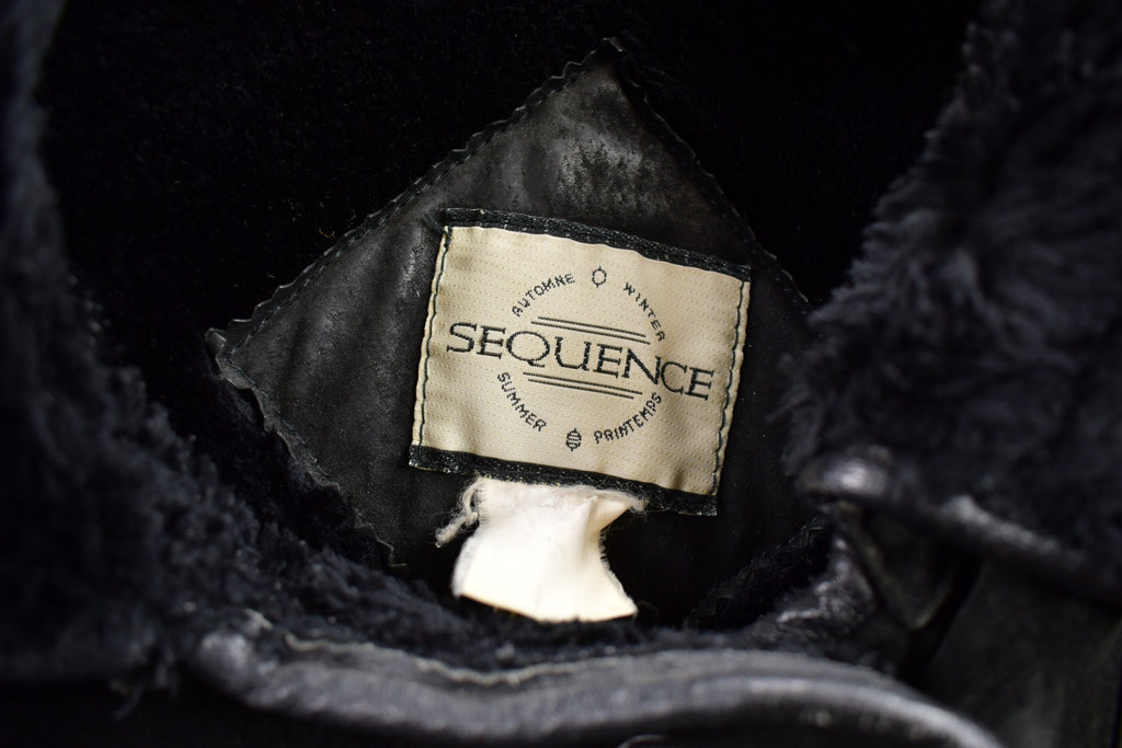 Vintage 1980s Sequence Authentic Black Shearling Fur Jacket